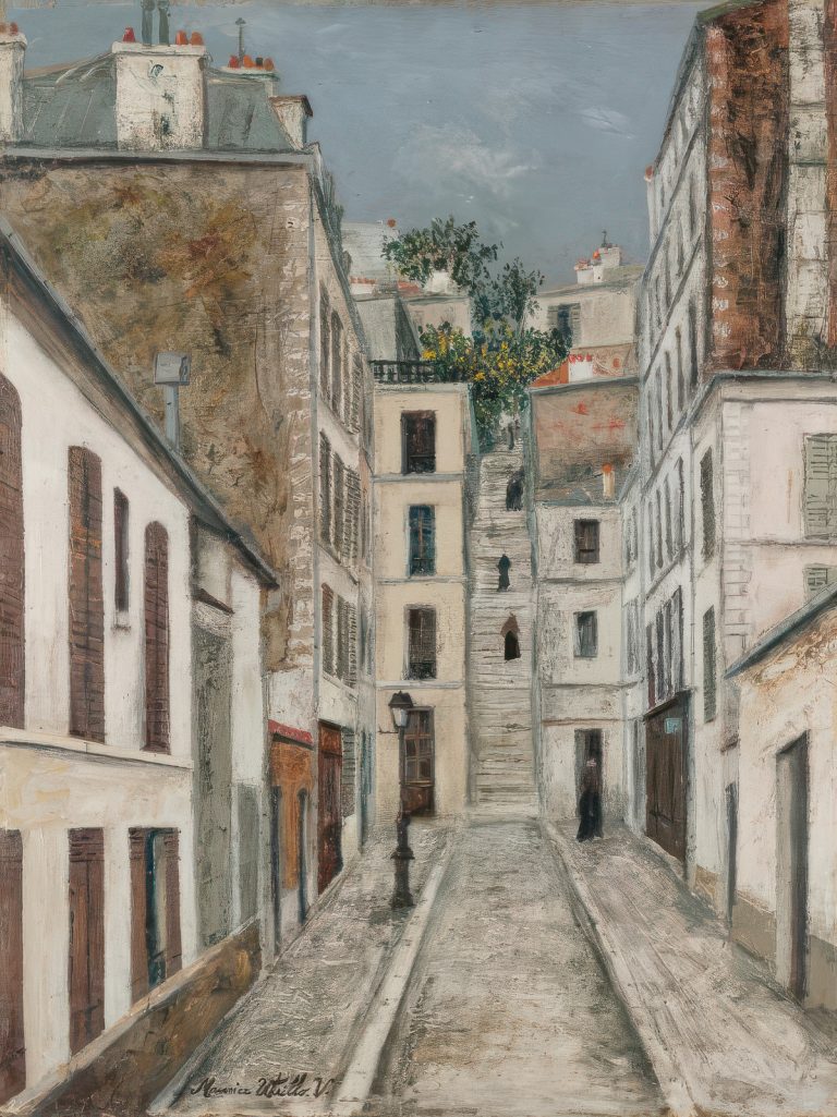 Le passage Cottin par Maurice Utrillo. Huile sur carton. Dimensions. 62 x 46 cm.